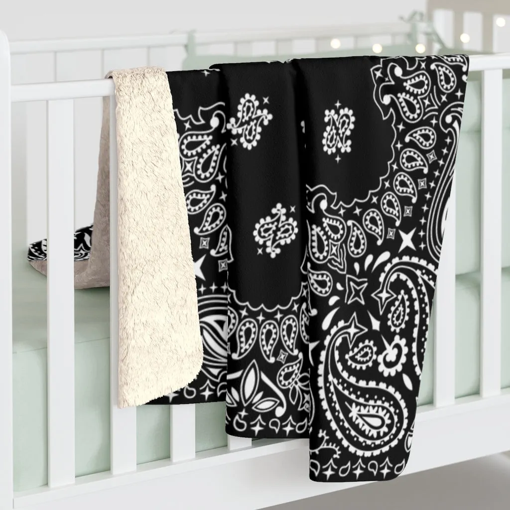 OG Black Bandana Sherpa Fleece Blanket