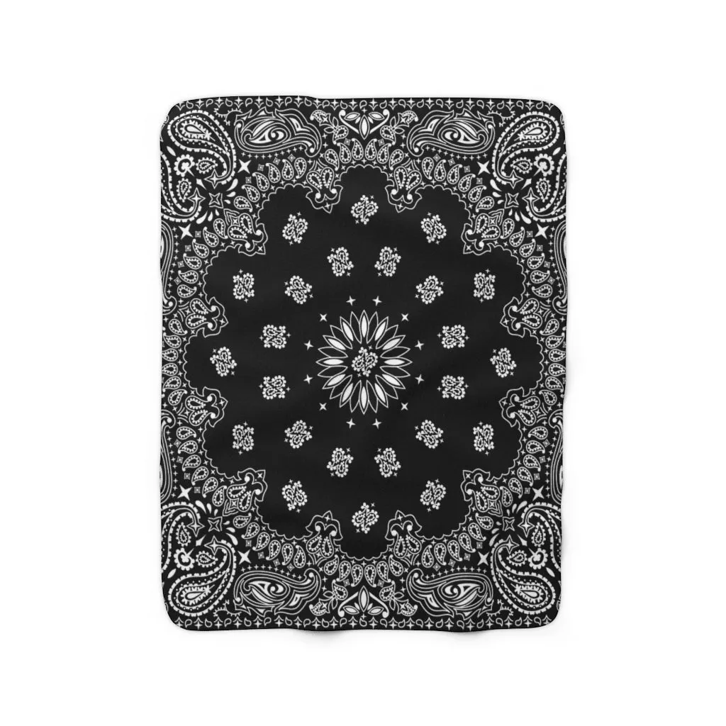 OG Black Bandana Sherpa Fleece Blanket