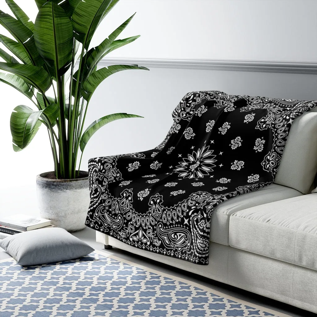 OG Black Bandana Sherpa Fleece Blanket