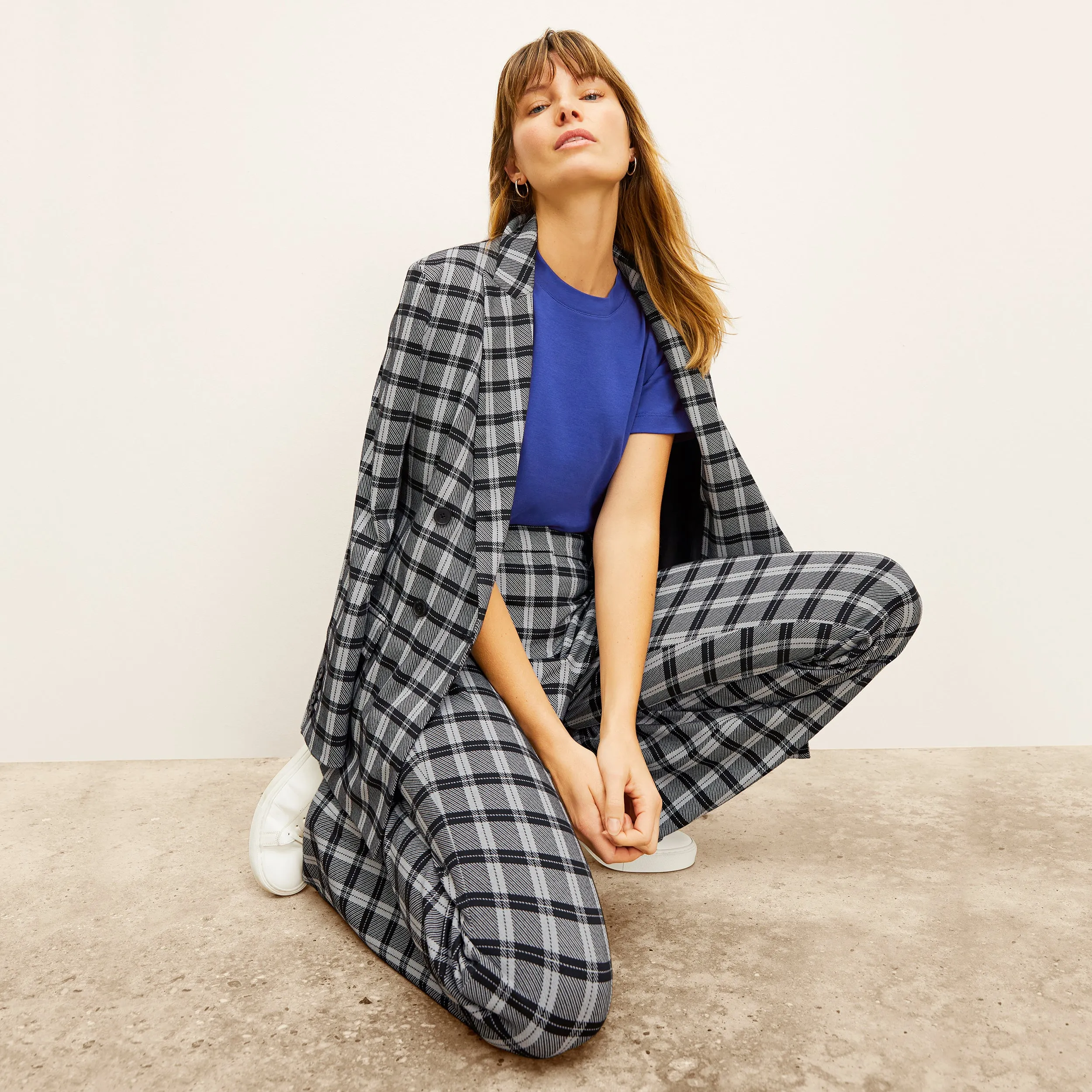 O'Hara Boyfriend Blazer - Knit Suiting :: Checkmate