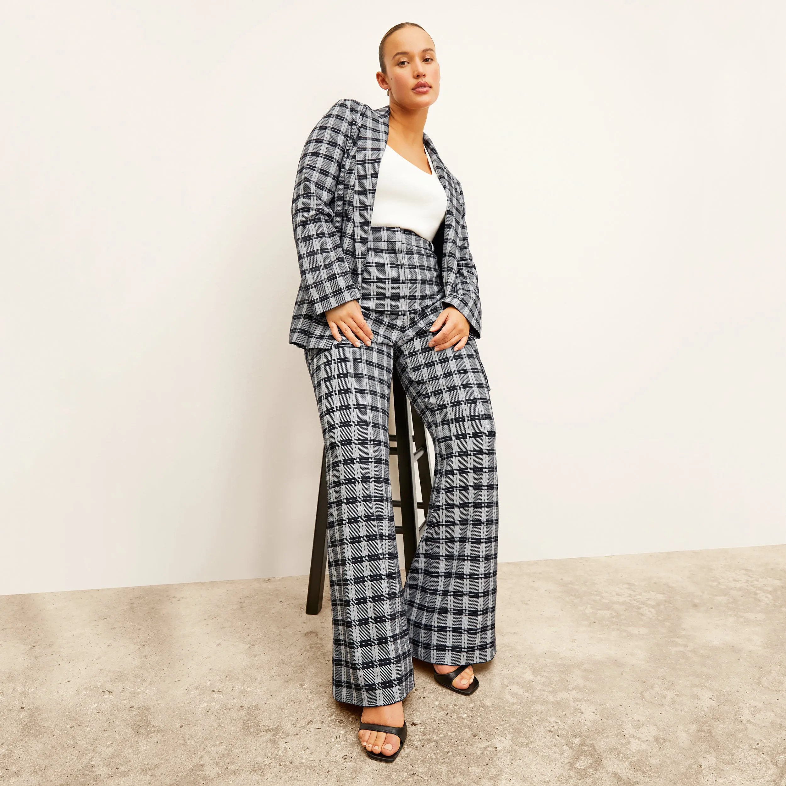 O'Hara Boyfriend Blazer - Knit Suiting :: Checkmate