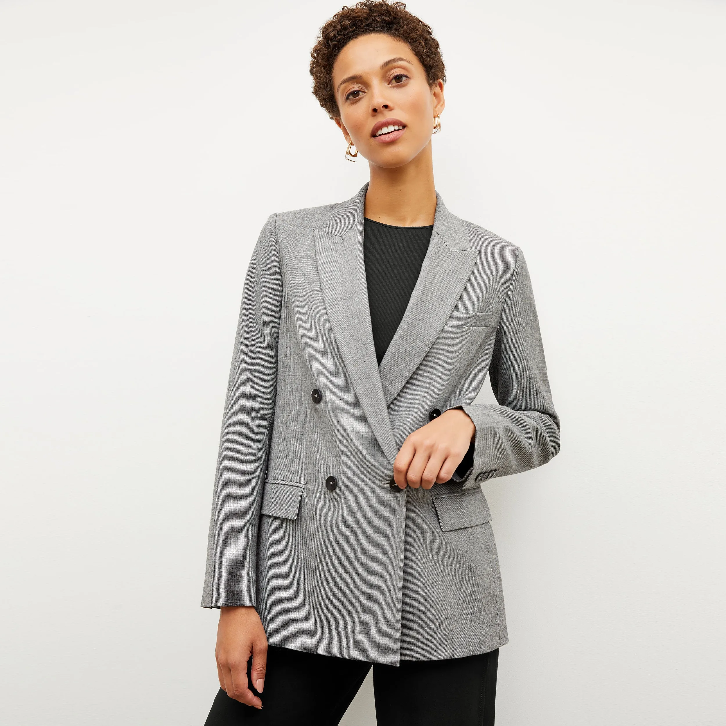 O'Hara Boyfriend Blazer - Sharkskin :: Black / White