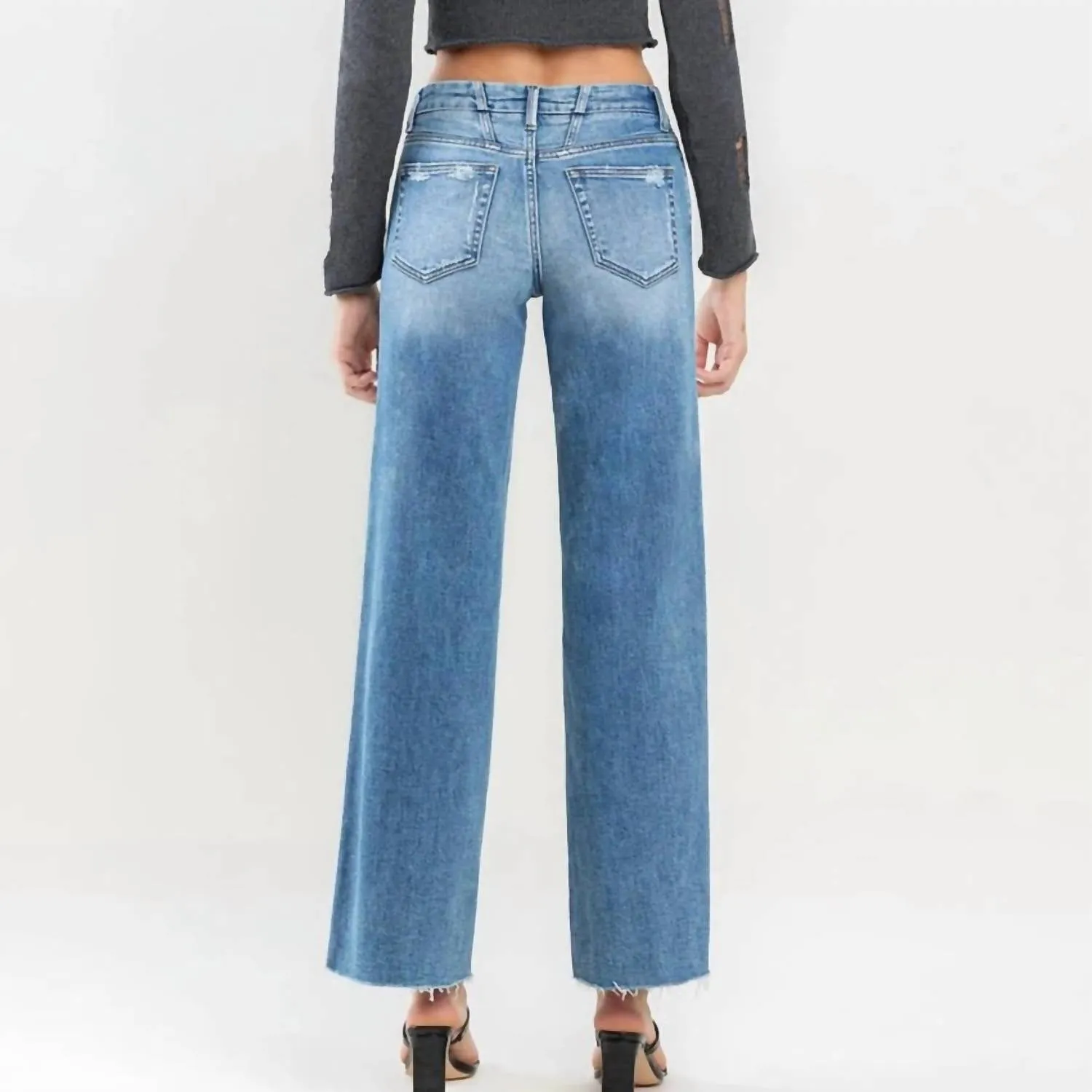 Olivia Mid Rise Wide Leg Jeans In Vouchsafe