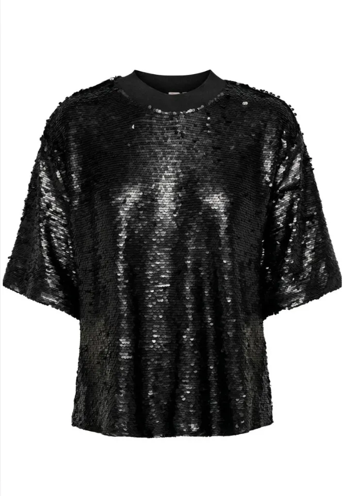 Only - Palliet oversize t-shirt - Black - Fiona