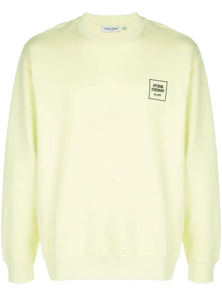 OPENING CEREMONY Men's Acid Yellow Mini Box Logo Sweatshirt Size X-Small NWT