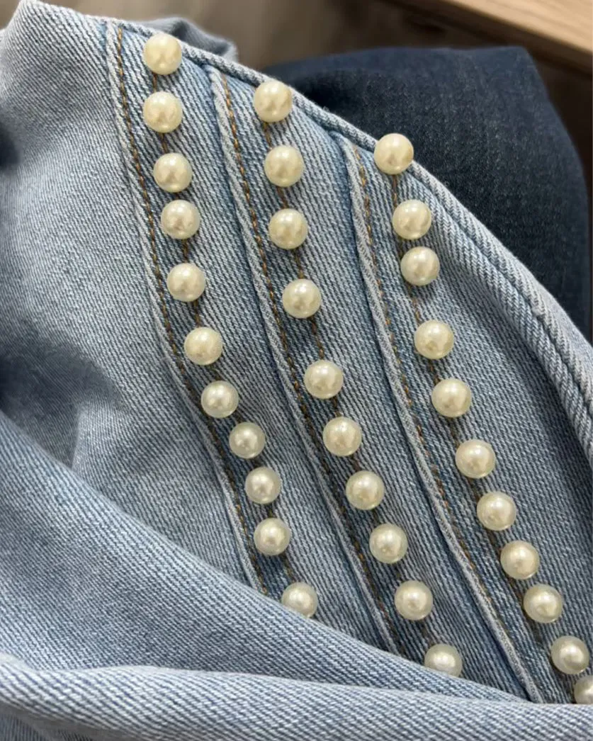 Ornament Trim Panelled Straight-Leg Jeans
