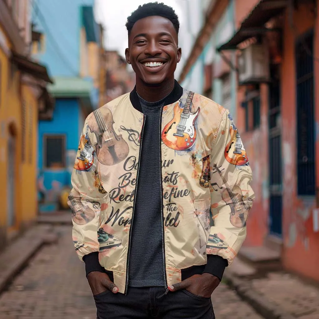 Our Beats Redefine The World African Bomber Jacket Afro Music DT03