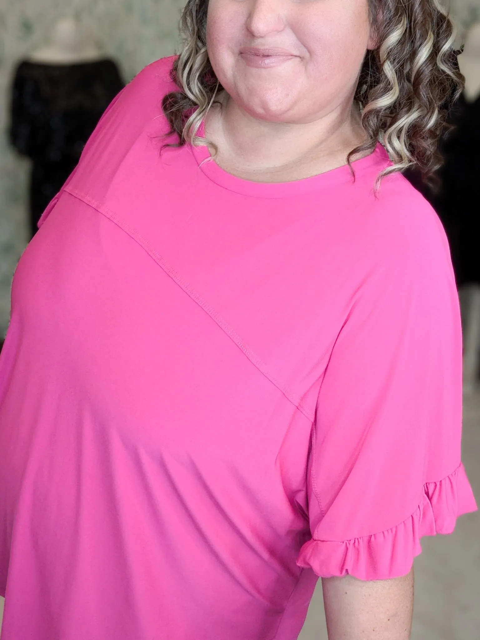 Paige Solid Scoopneck Dolman Top w/ Ruffle Sleeve (3 Colors)