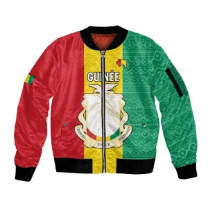 Personalised Afro Guinea Sleeve Zip Bomber Jacket Coat Of Arms Flag Style LT15