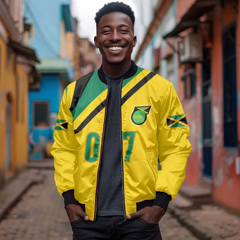 Personalised Jamaica Football Bomber Jacket Reggae Boyz Retro WC 1998 Inspired LT7