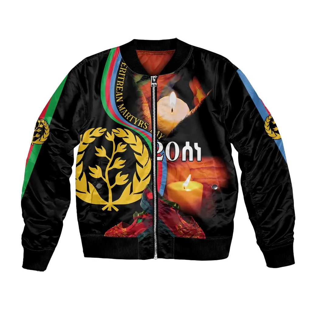 Personalized Afro-Eritrea Maelti Siwuat Bomber Jacket Candle Vigil Glory To Our Martyrs Eritrea LT9