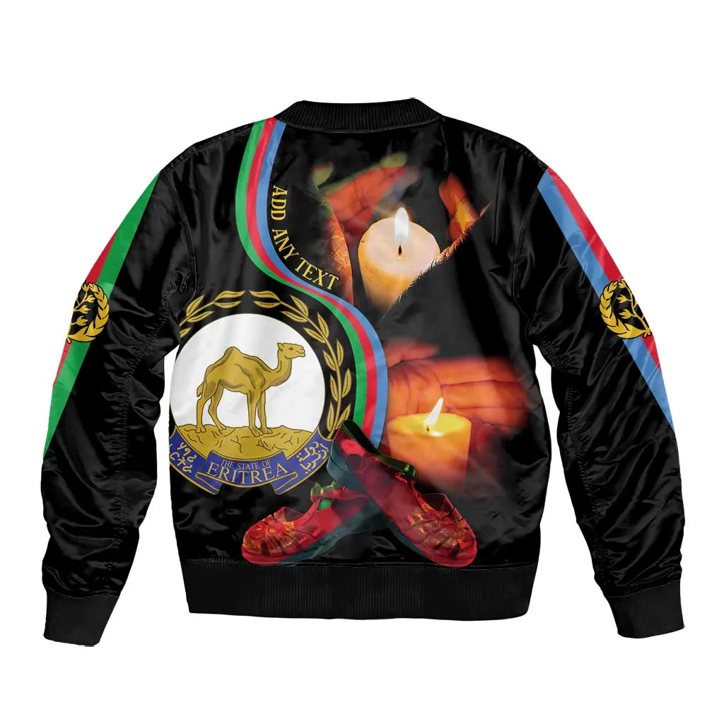 Personalized Afro-Eritrea Maelti Siwuat Bomber Jacket Candle Vigil Glory To Our Martyrs Eritrea LT9