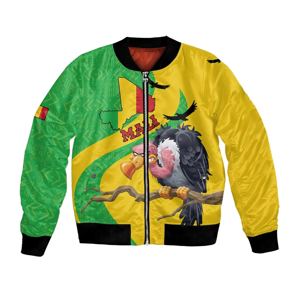 Personalized Afro Mali Vulture Bomber Jacket Flag Map - Bogolan Pattern LT15