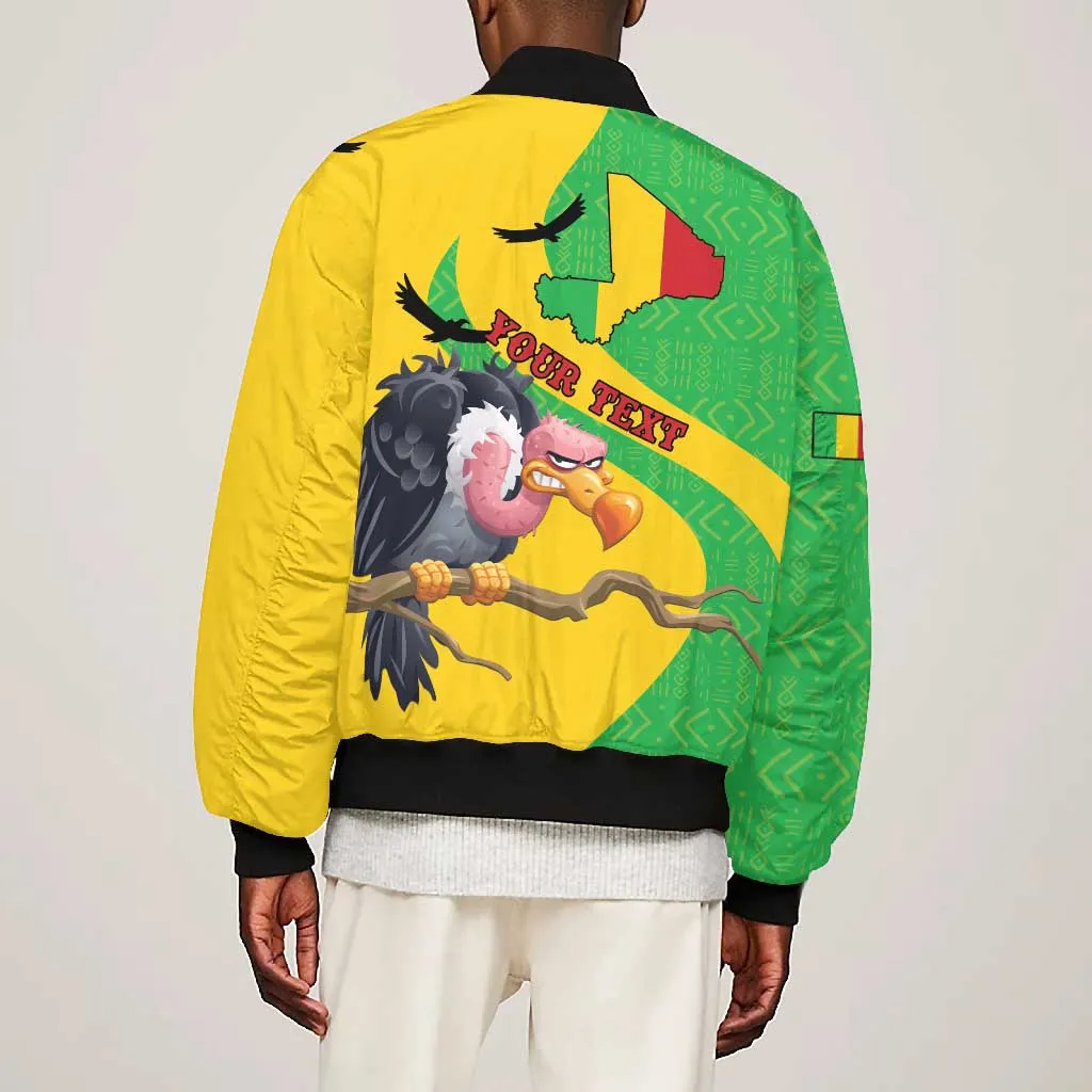 Personalized Afro Mali Vulture Bomber Jacket Flag Map - Bogolan Pattern LT15