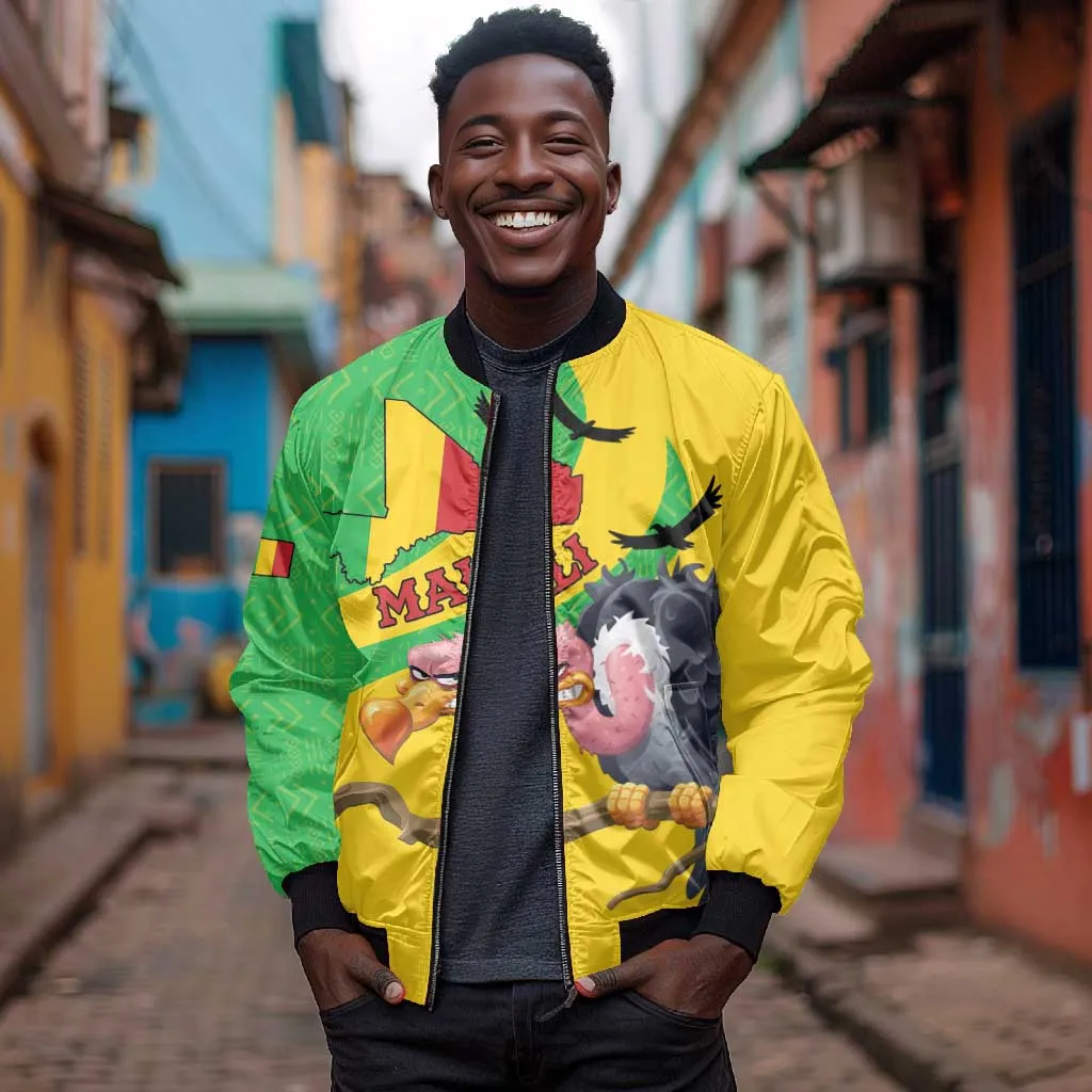 Personalized Afro Mali Vulture Bomber Jacket Flag Map - Bogolan Pattern LT15