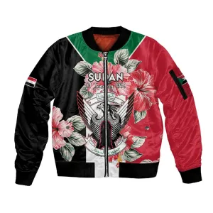Personalized Afro Sudan Sleeve Zip Bomber Jacket Happy Independence Day LT15
