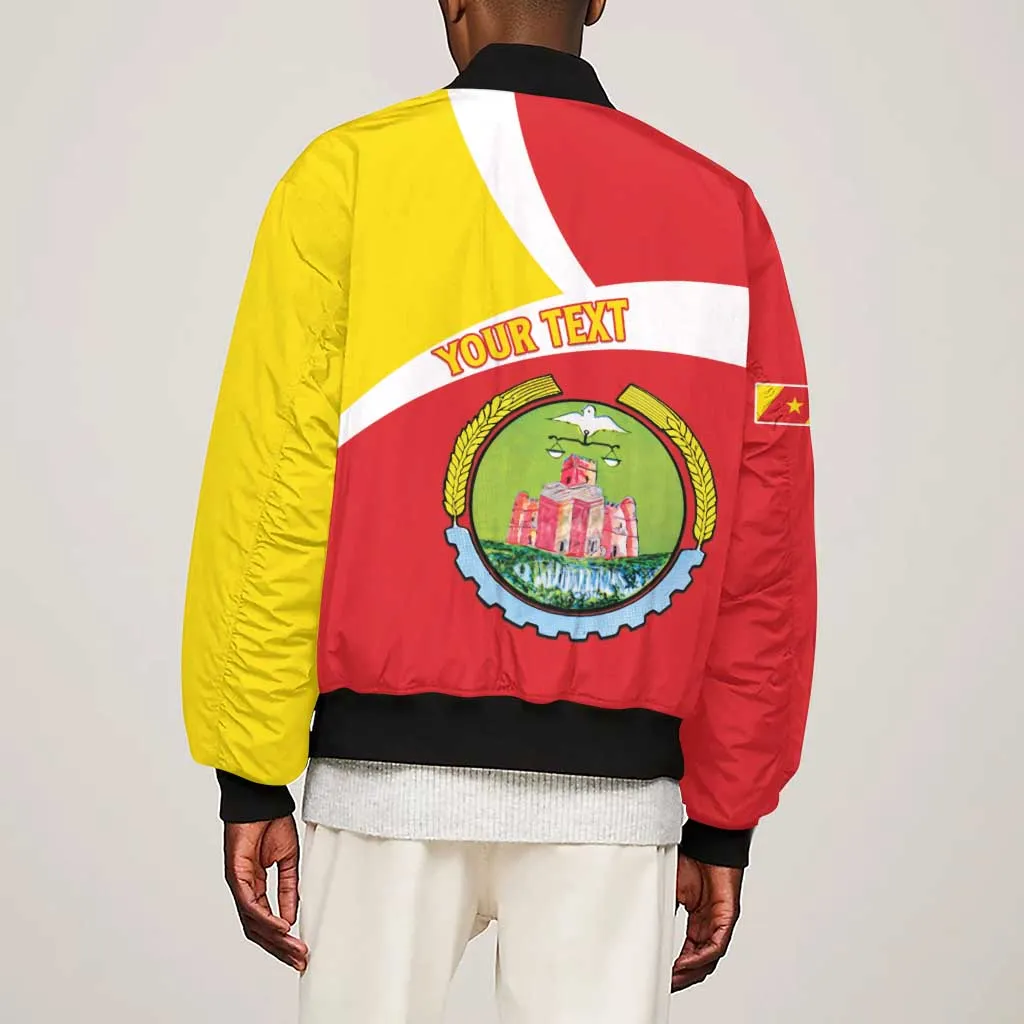 Personalized Amhara Region Sleeve Zip Bomber Jacket Coat Of Arms With Amhara Map LT15