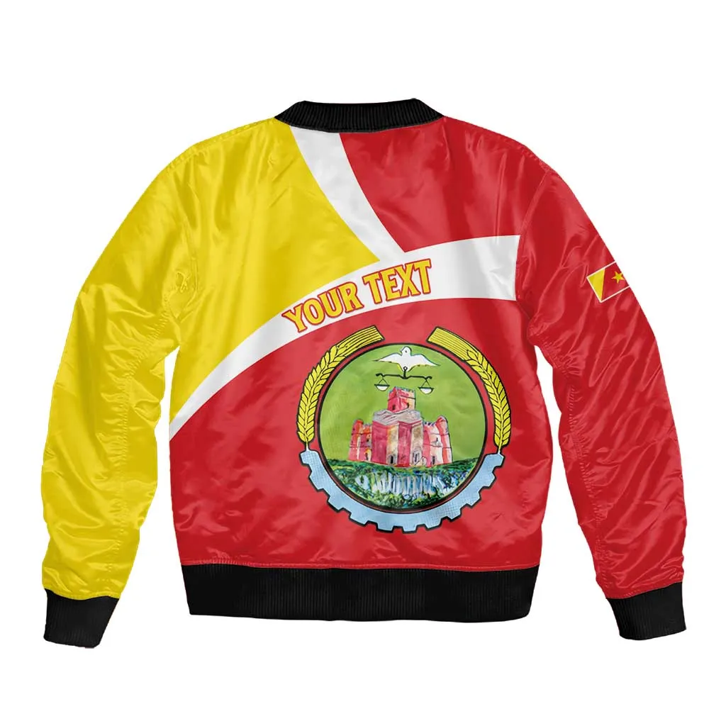 Personalized Amhara Region Sleeve Zip Bomber Jacket Coat Of Arms With Amhara Map LT15