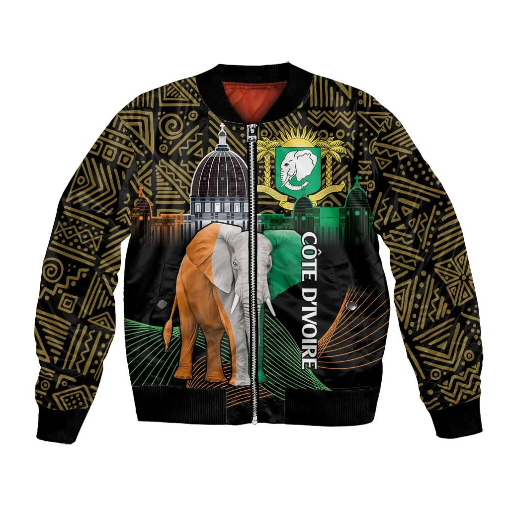 Personalized Cote dIvoire Independence Day Bomber Jacket Ivory Coast Elephant African Pattern LT14