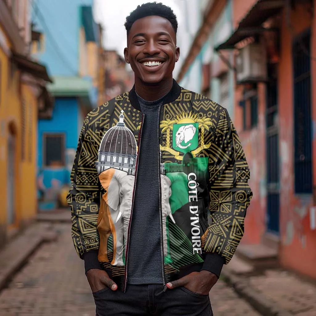 Personalized Cote dIvoire Independence Day Bomber Jacket Ivory Coast Elephant African Pattern LT14