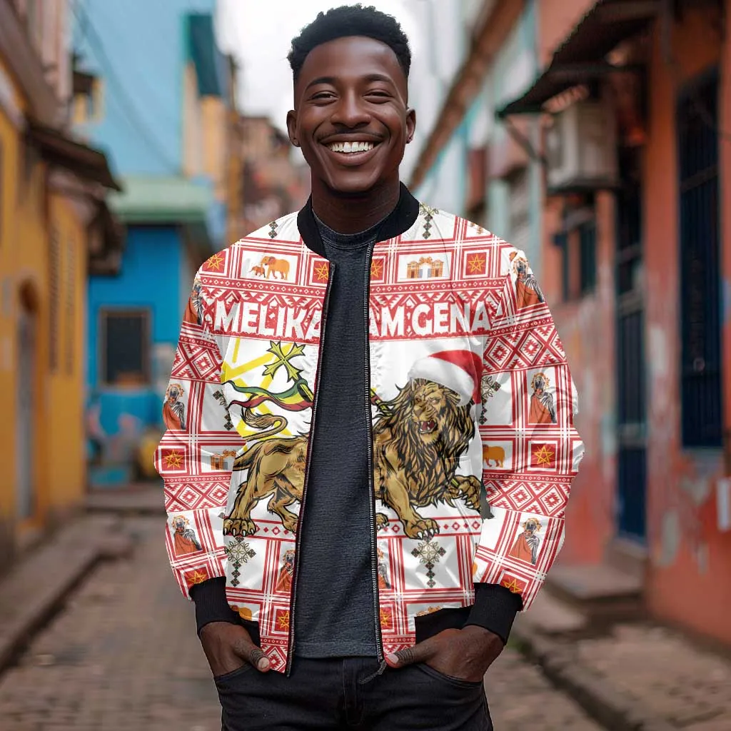 Personalized Ethiopia Melikam Gena Bomber Jacket Merry Christmas Lion of Judah LT18