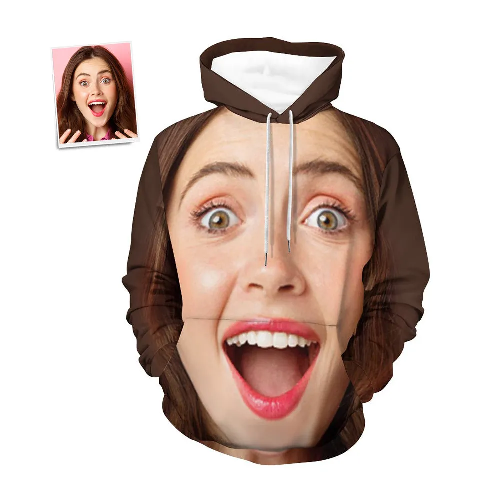 Personalized Funny Big Face Loose Hoodie Top Custom Unisex Sweatshirt