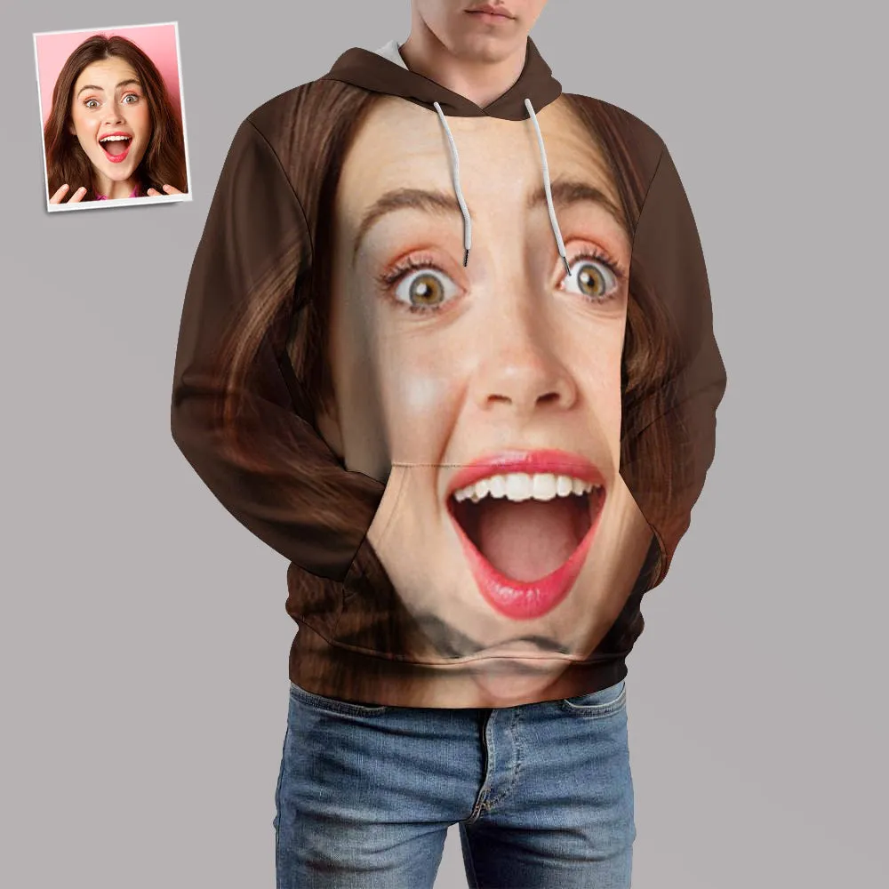 Personalized Funny Big Face Loose Hoodie Top Custom Unisex Sweatshirt