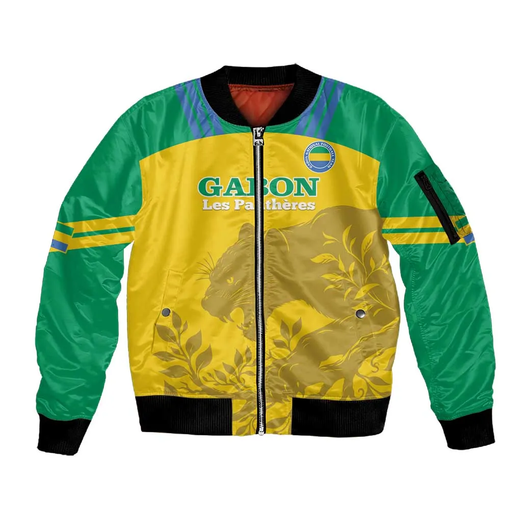 Personalized Gabon Football Sleeve Zip Bomber Jacket Allez Les Pantheres LT14