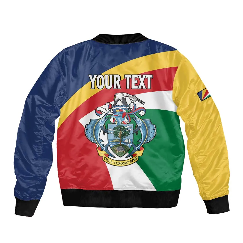 Personalized Happy Seychelles Independence Day Bomber Jacket Black Parrot Coat Of Arms LT15
