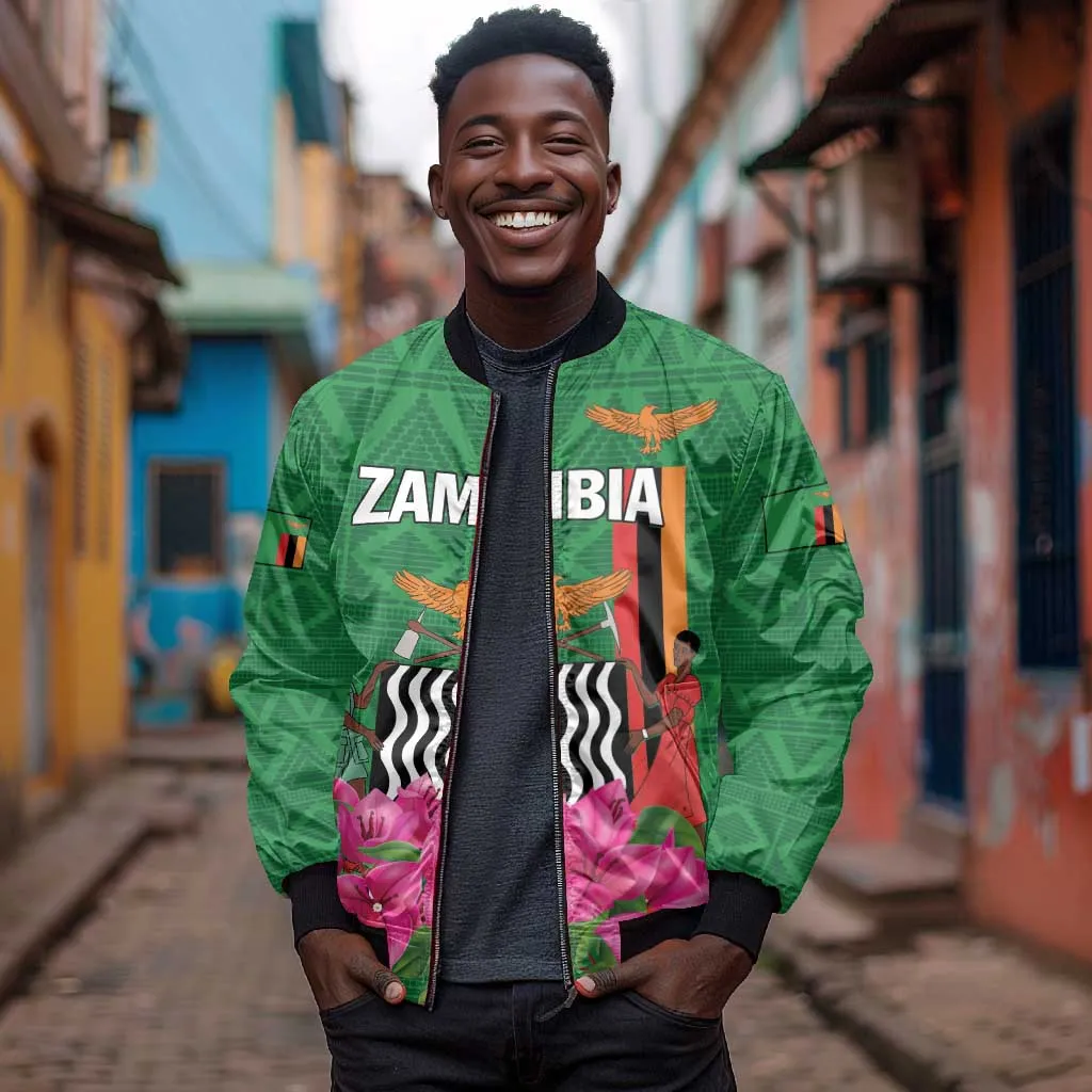 Personalized Icitungu ca Zambia Bomber Jacket Africa Bougainvillea LT01