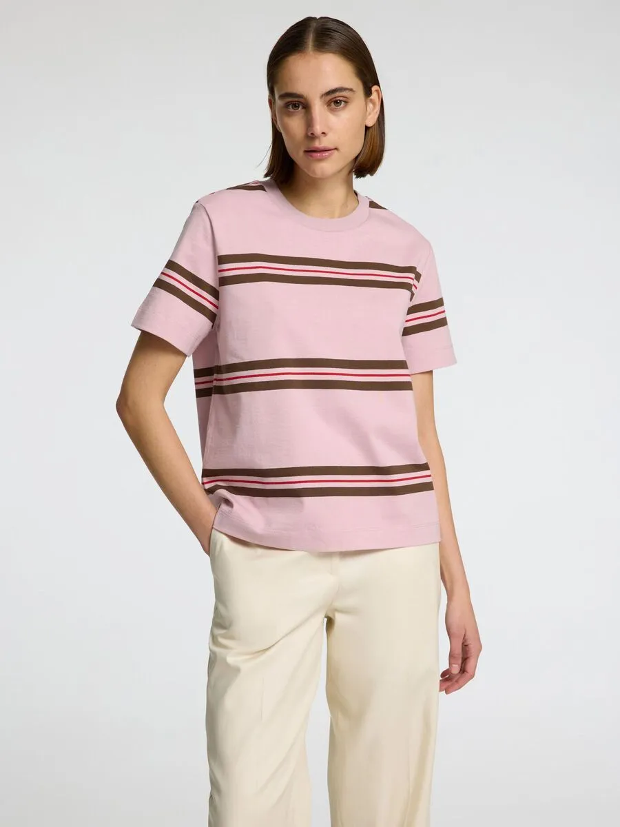 Pink stripe 100% cotton T-shirt