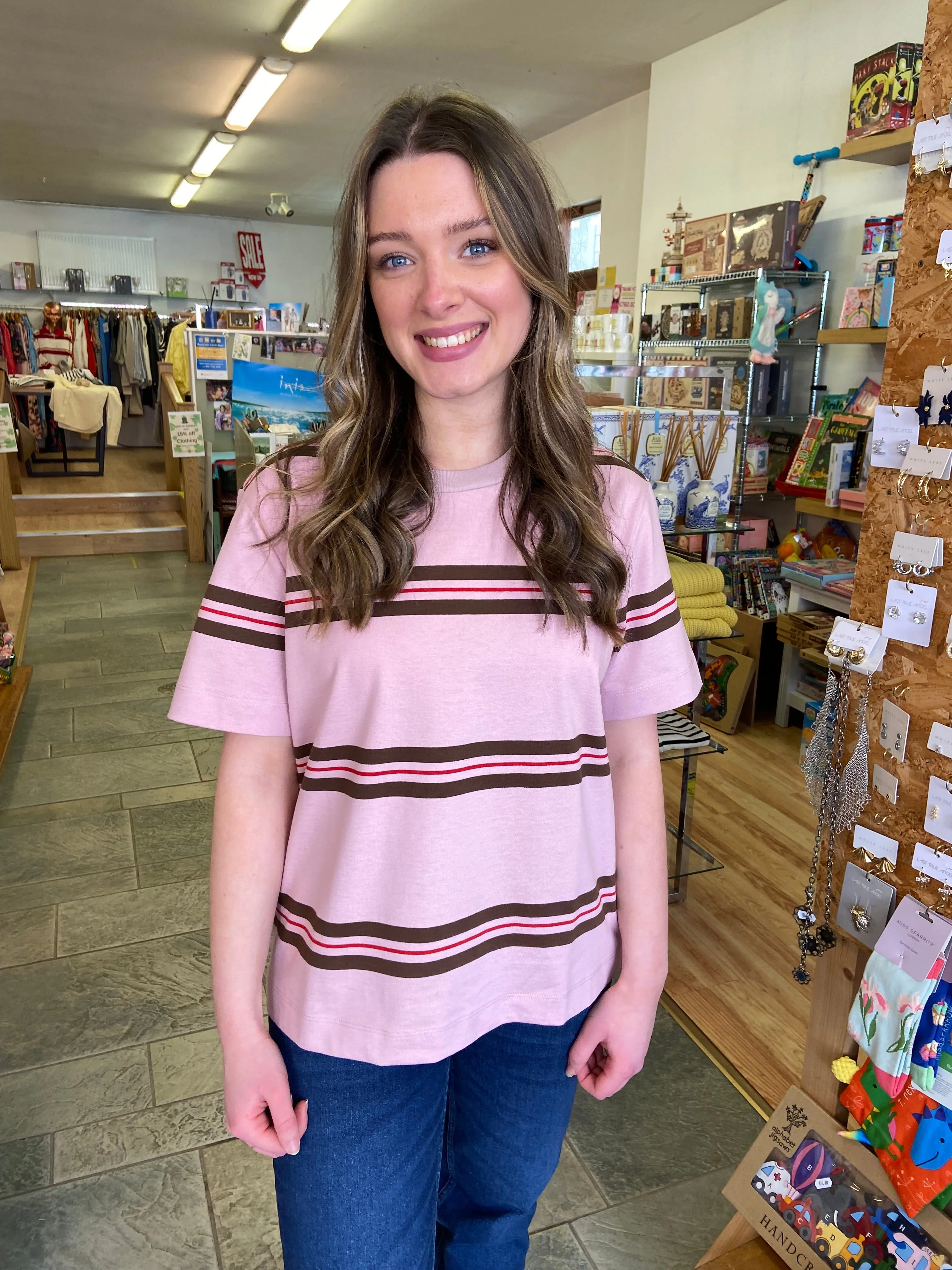 Pink stripe 100% cotton T-shirt