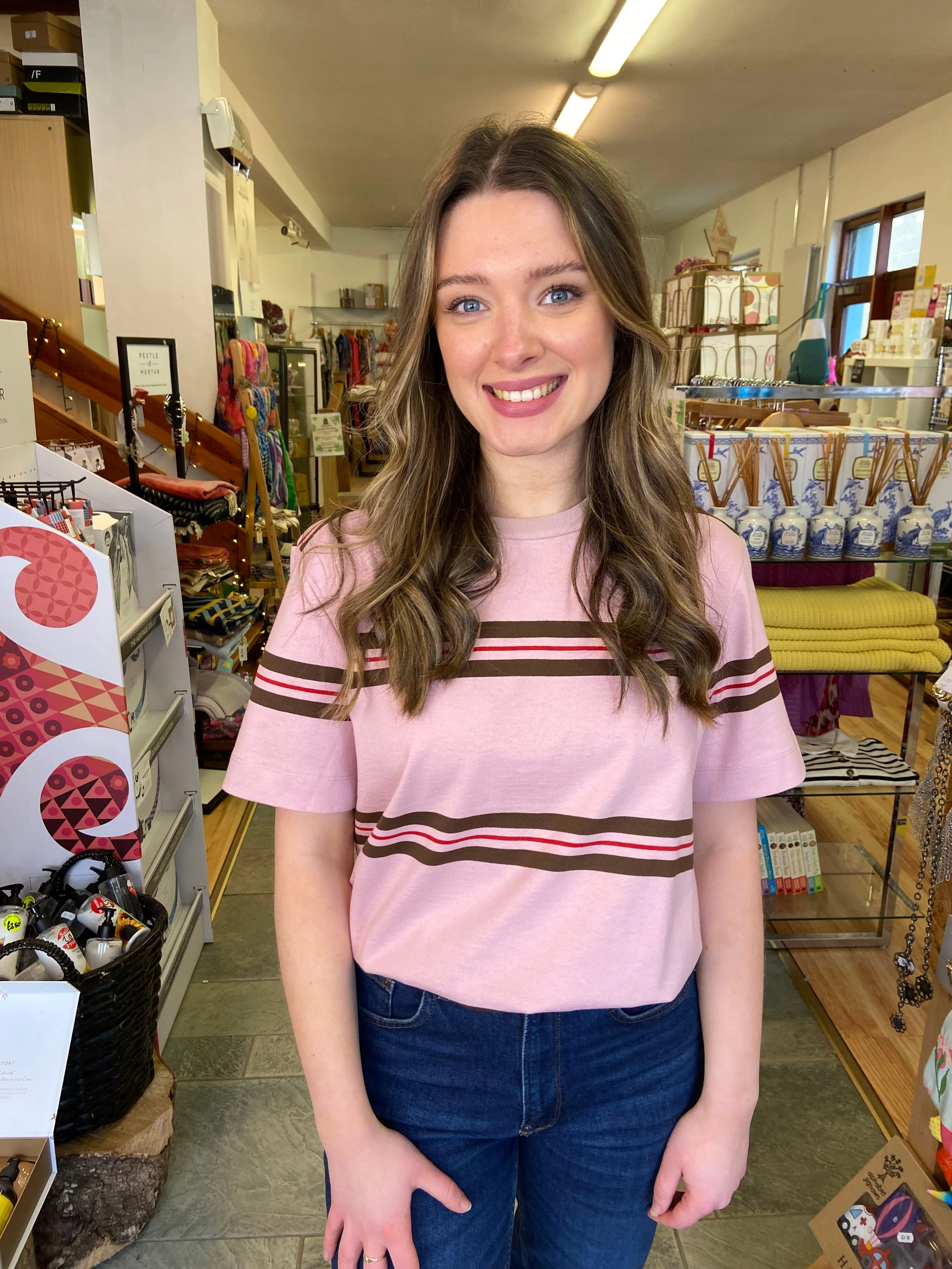 Pink stripe 100% cotton T-shirt
