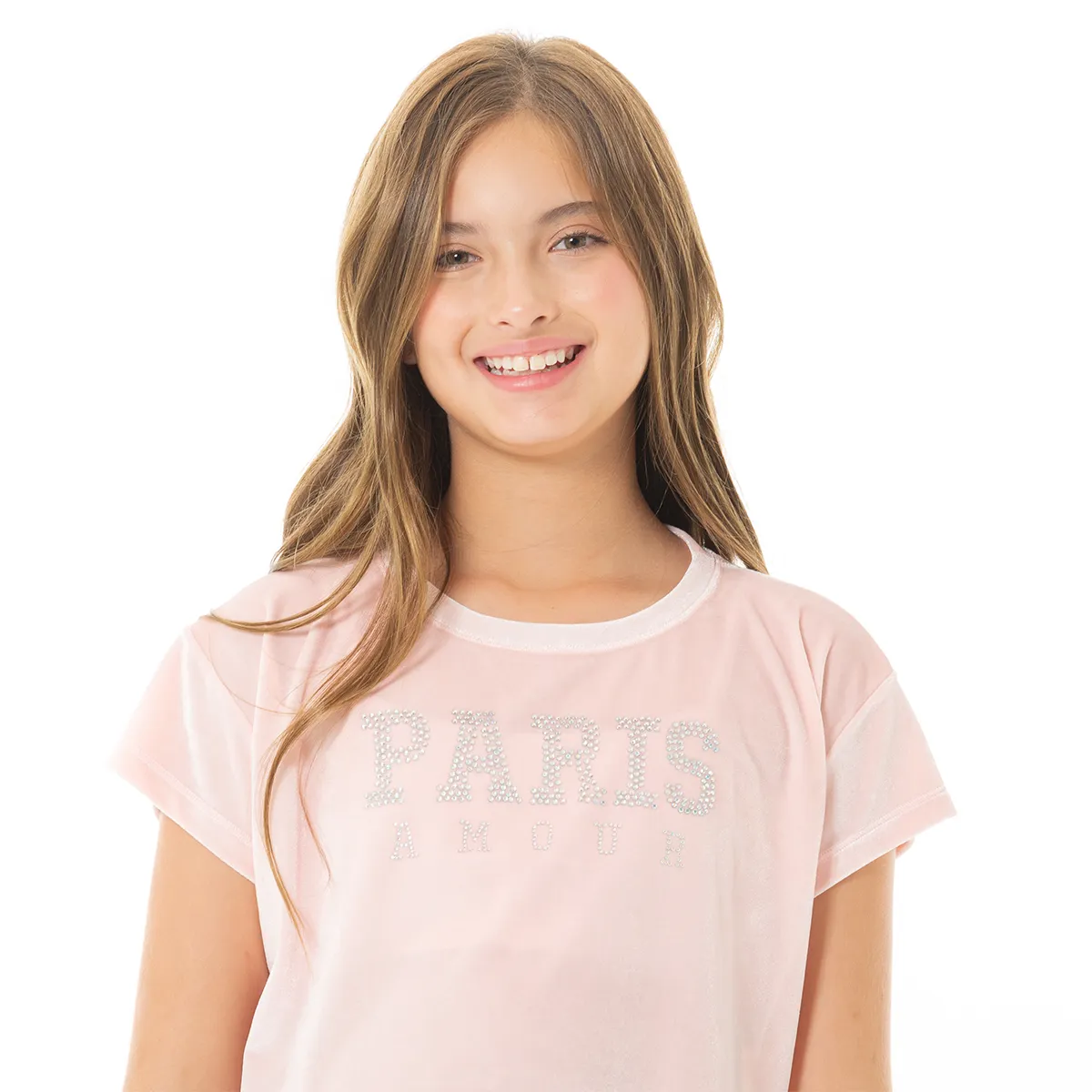 PINK VELVET T-SHIRT FOR GIRLS