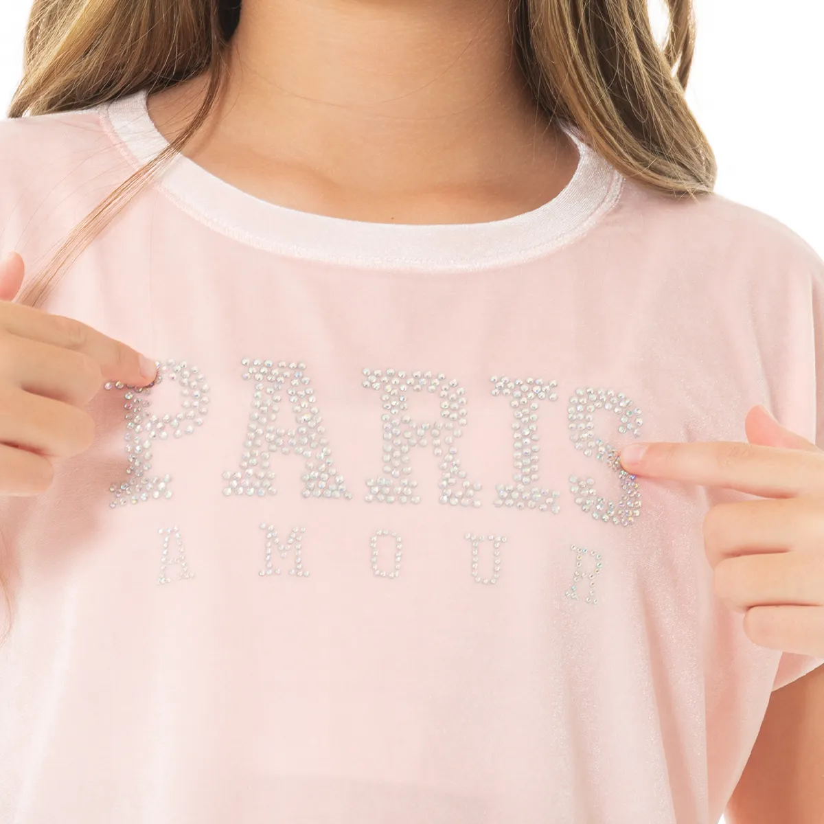 PINK VELVET T-SHIRT FOR GIRLS