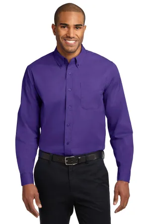 Port Authority Tall Long Sleeve Easy Care Shirt.  TLS608 Purple/ Light Stone Tall