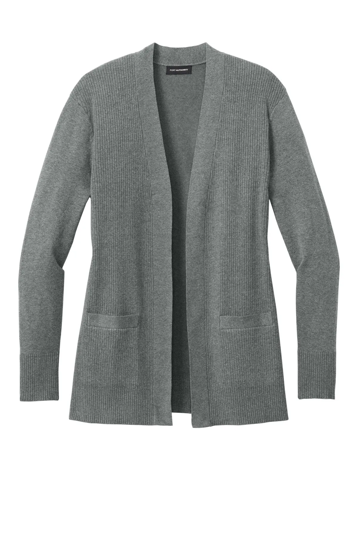 Port Authority Women's Easy Care Open-Front Cardigan Sweater LSW2890 Medium Heather Grey