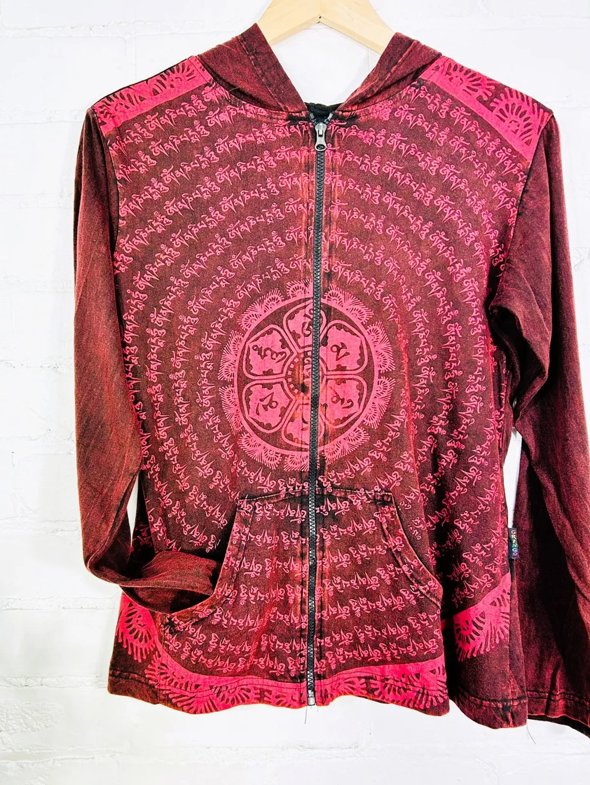 Prayer Print Zip Hood Top