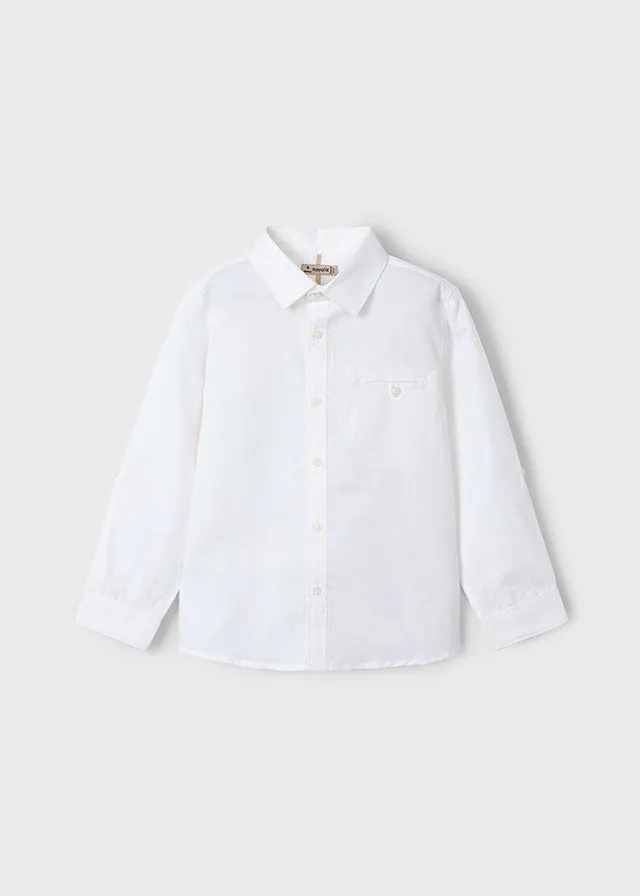 Pre-Order Mayoral 3121 White Linen Long Sleeve Shirt, Mayoral 3567 Dark Denim Jeans and Mayoral 311 Jumper