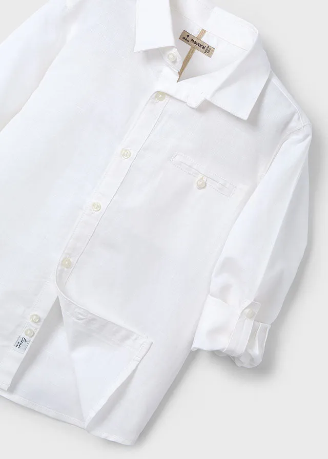 Pre-Order Mayoral 3121 White Linen Long Sleeve Shirt, Mayoral 3567 Dark Denim Jeans and Mayoral 311 Jumper
