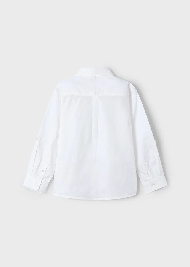 Pre-Order Mayoral 3121 White Linen Long Sleeve Shirt, Mayoral 3567 Dark Denim Jeans and Mayoral 311 Jumper
