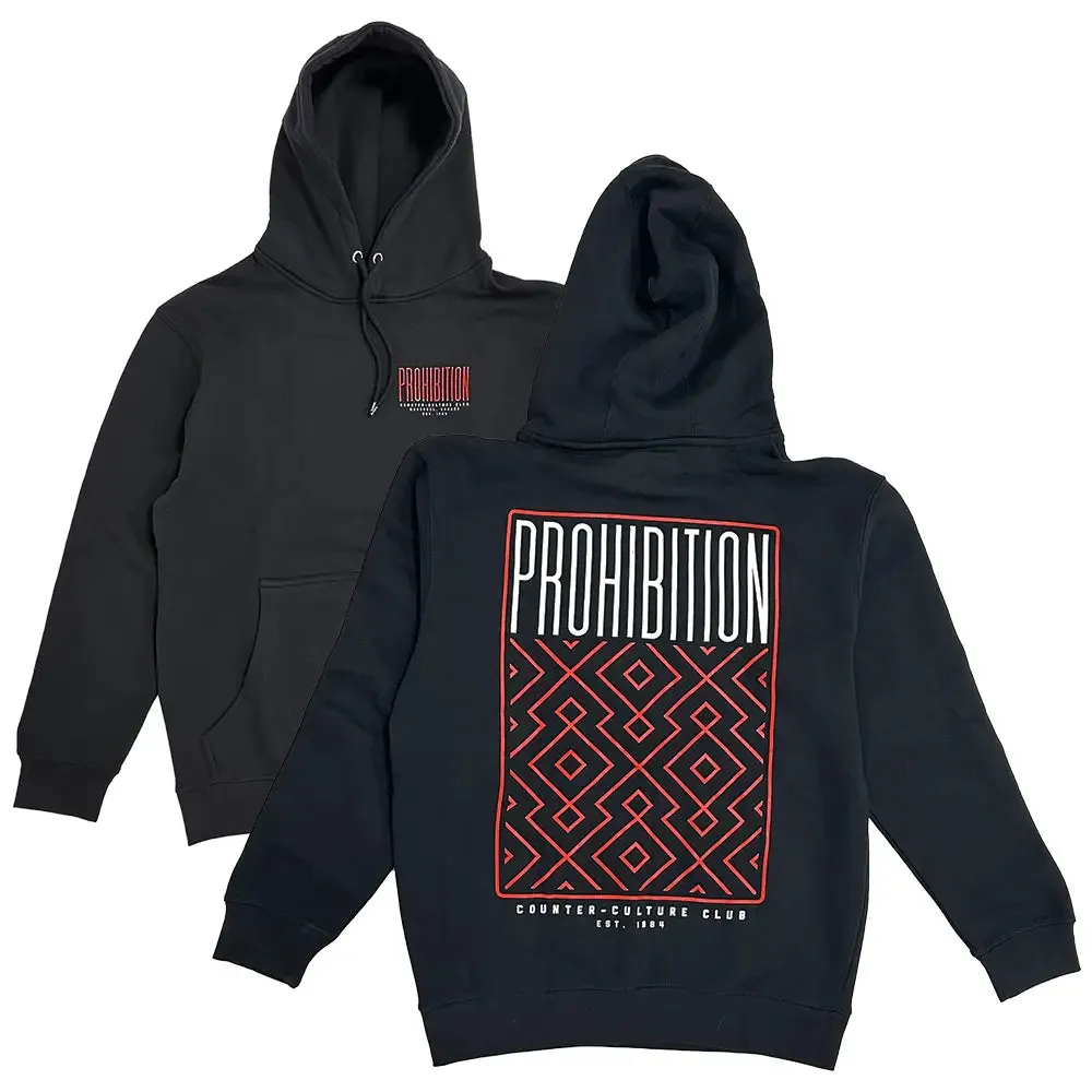 Prohibition - Counter-Culture Club Pattern Hoodie - Black