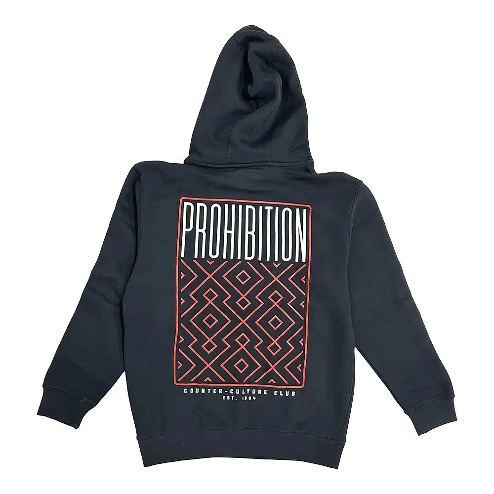 Prohibition - Counter-Culture Club Pattern Hoodie - Black