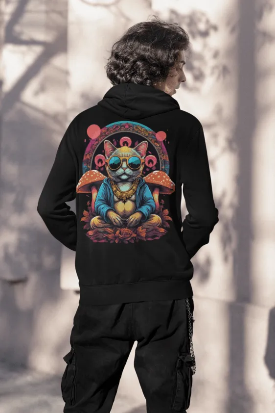 Psychedelic Hoodie | Buddha Cat