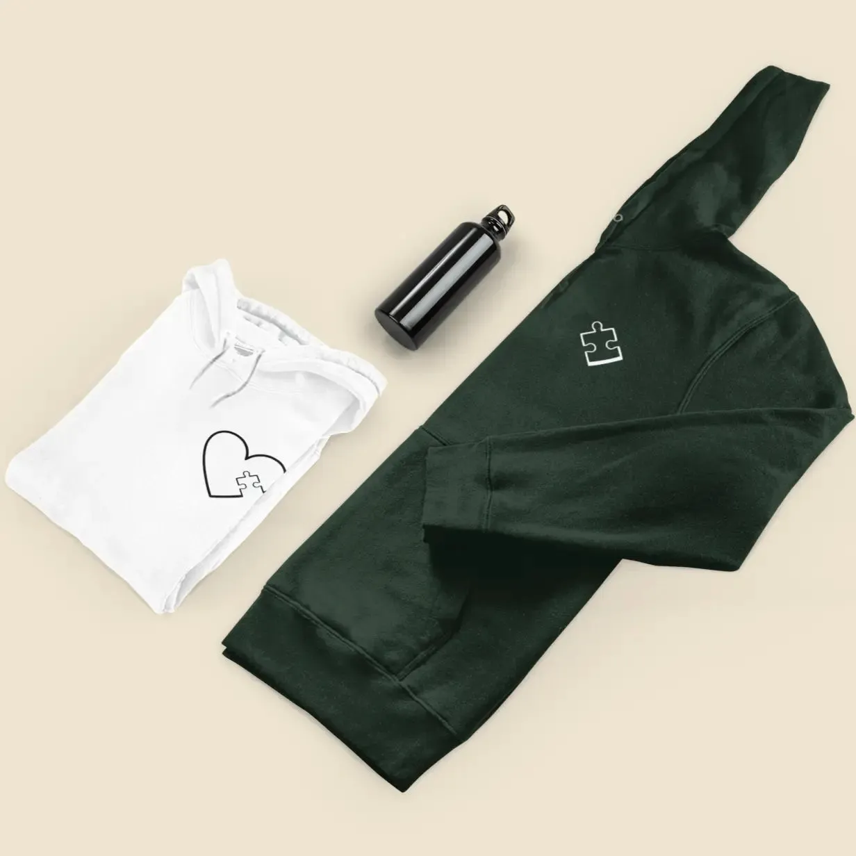 Puzzle Heart & Missing Piece Matching Couple Embroidered Unisex Hoodie