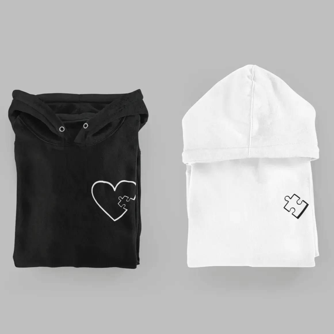 Puzzle Heart & Missing Piece Matching Couple Embroidered Unisex Hoodie