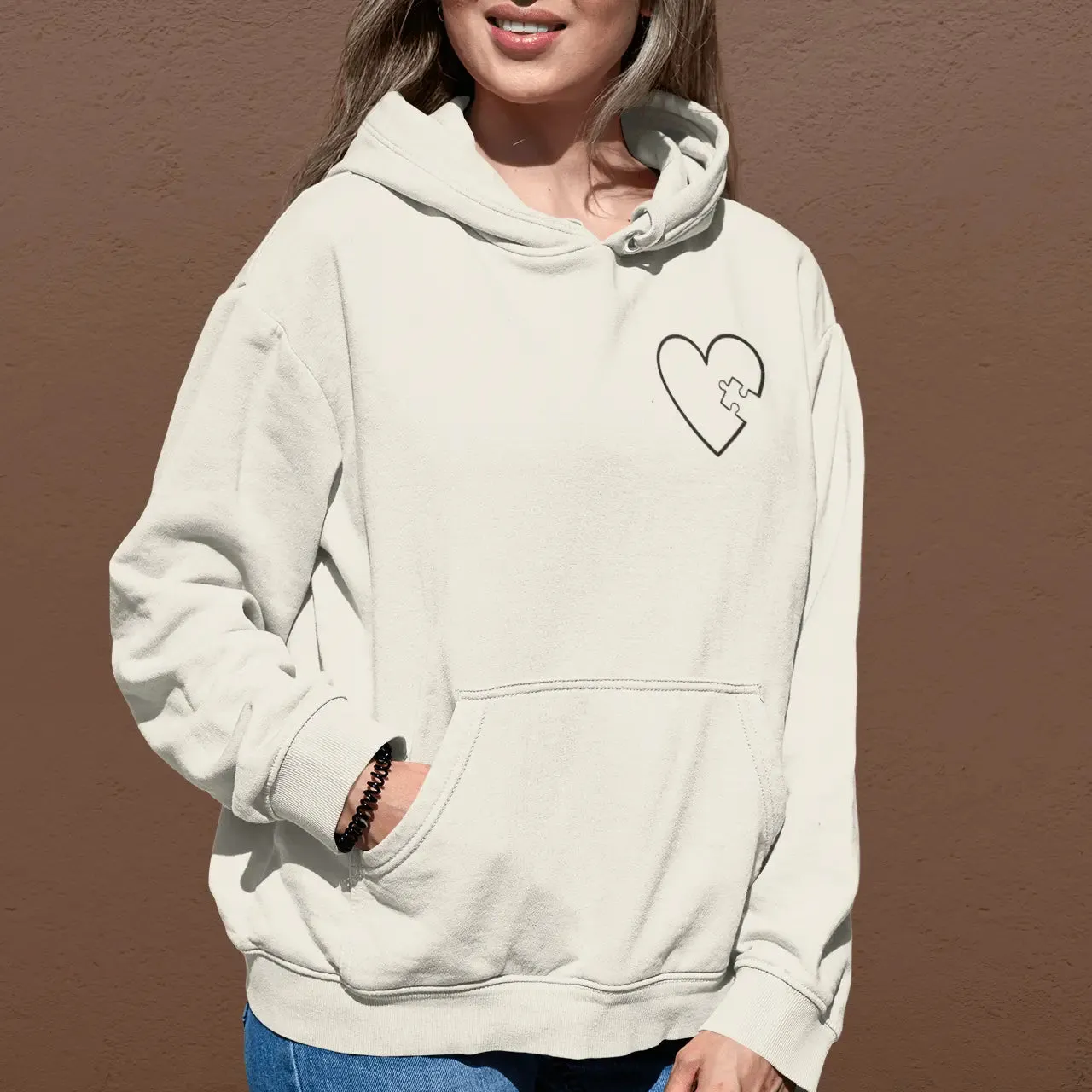 Puzzle Heart & Missing Piece Matching Couple Embroidered Unisex Hoodie