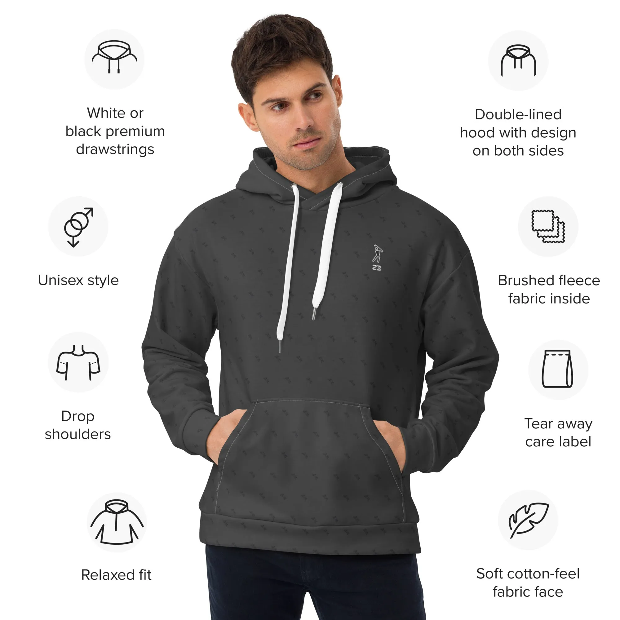 "Swing23" Charcoal Pullover Fleece Hoodie
