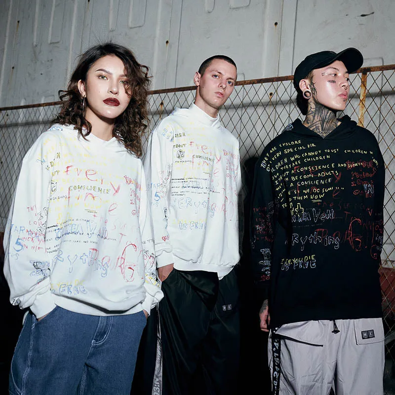 "THOUGHTS" Hoodies Sweatshirt Streetwear Noir - URB1™