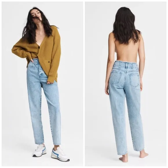 Rag &amp; Bone Women Size 25 Darted 90s Relax Jeans In Venus High Rise Acid Wash